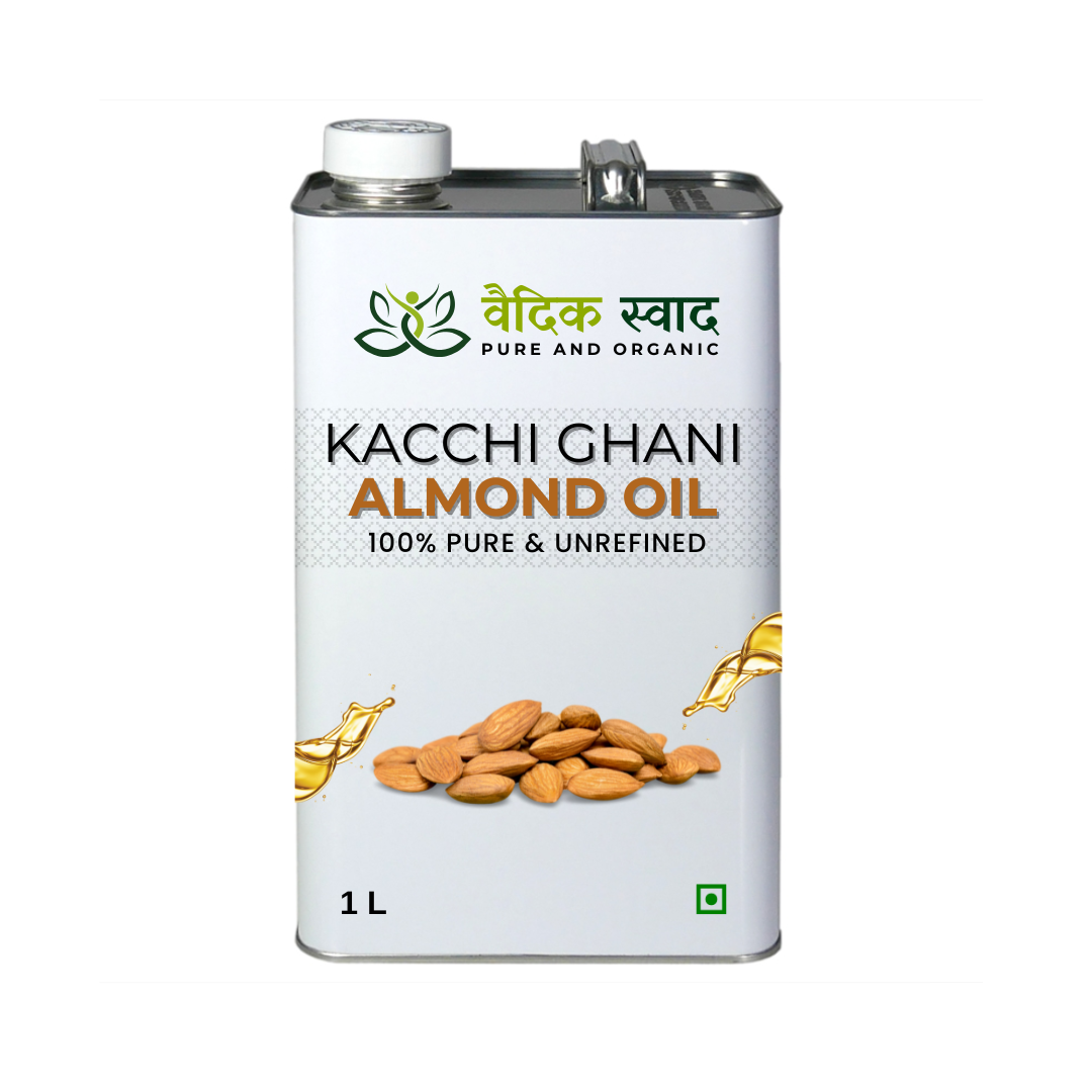 Vedic Almond Oil, 100% Pure Organic Almond Oil, Cold Pressed-1L