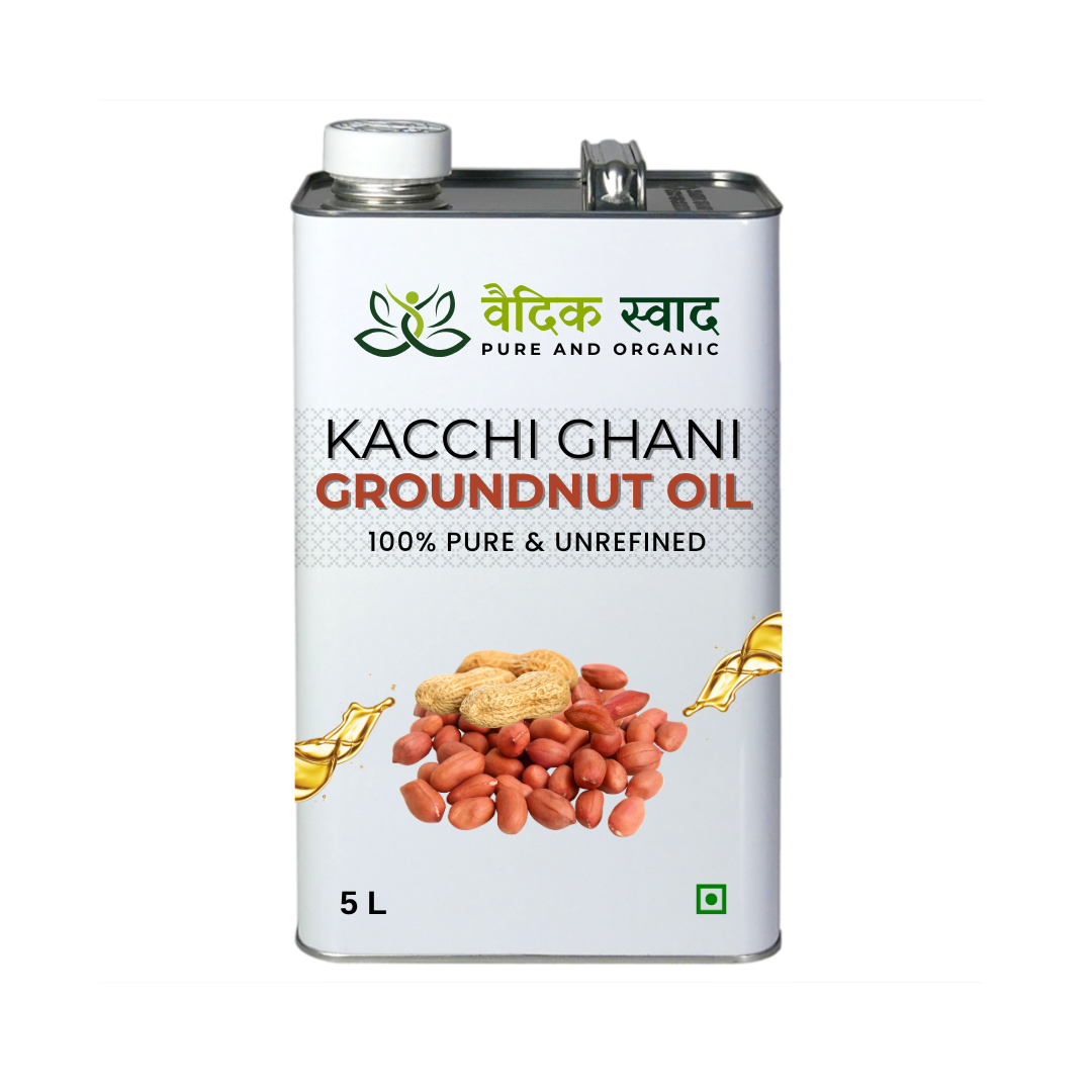 Vedic Groundnut oil, 100% Pure Organic Groundnut oil, Cold Pressed-5L